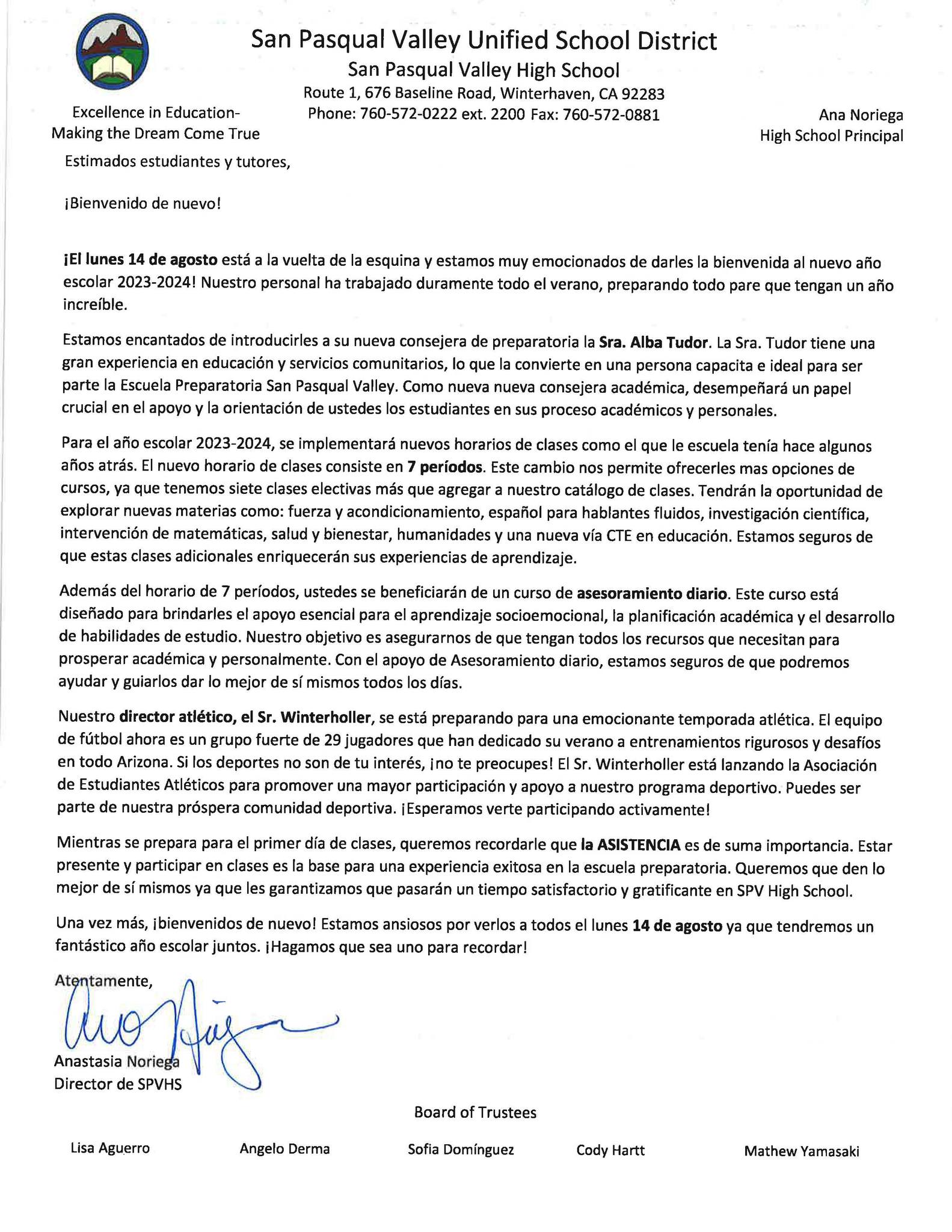 San Pasqual Valley High School - Principal